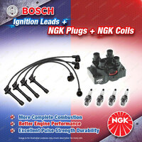 NGK Spark Plugs Coil + Bosch Leads Kit for Mazda 626 GF FSDE 2.0L 4Cyl 16V 93kW