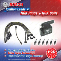 NGK Spark Plugs Coil + Bosch Leads Kit for Mitsubishi Triton MH MJ 6G72 3.0L