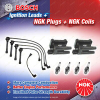 NGK Spark Plugs Coils + Bosch Leads Kit for Mitsubishi Express SJ WA 2.4L 4Cyl