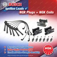 NGK Spark Plugs Coils + Bosch Leads Kit for Mitsubishi Pajero NM NP 6G74 3.5L V6