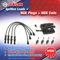 NGK Spark Plugs Coil + Bosch Leads Kit for Subaru Impreza GC GF EJ20E 2.0L 4Cyl