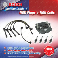 NGK Spark Plugs Coil + Bosch Leads Kit for Toyota Corolla SECA AE92 1.6L 4AFE I4