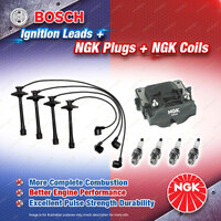 NGK Spark Plugs Coil + Bosch Leads Kit for Toyota Camry SDV10 Celica ST204R 5SFE