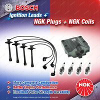 NGK Spark Plugs Coil + Bosch Leads Kit for Toyota Celica ST184R 5SFE 2.2L 4Cyl