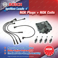 NGK Spark Plugs Coil + Bosch Leads Kit for Toyota Hilux RN85R RN90R RN105R 88-91