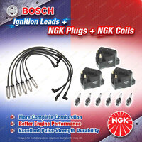 NGK Spark Plugs Coils + Bosch Leads Kit for Toyota Lexcen VP VR L27 3.8L V6 OHV