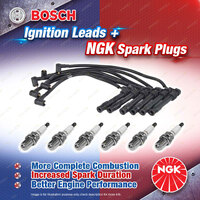 6 x NGK Spark Plugs + Bosch Ignition Leads Kit for Audi A4 B6 8E 8H 2002 - 2005