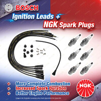 6 x NGK Spark Plugs + Bosch Ignition Leads Kit for BMW 2500 M30B25 2800 M30B28