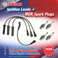 4 x NGK Spark Plugs + Bosch Ignition Leads Kit for Daewoo Lanos A16DMS 1.6L 4Cyl