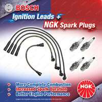 4 x NGK Spark Plugs + Bosch Ignition Leads Kit for Ford Telstar AS UG8H FET I4