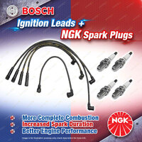 4 x NGK Spark Plugs + Bosch Ignition Leads Kit for Ford Telstar AT AV SHWT 2.2L