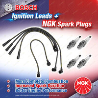 4 x NGK Spark Plugs + Bosch Ignition Leads Kit for Ford Festiva WD DB1 1.5L B5