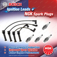 4 x NGK Spark Plugs + Bosch Leads Kit for Ford Focus LR AXXGC BXXGC FXXWP NXXWP