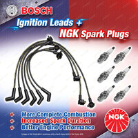 6 x NGK Spark Plugs + Bosch Ignition Leads Kit for Ford Explorer UN UP UQ US