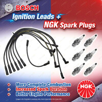 6 NGK Spark Plugs + Bosch Ignition Leads for Ford Fairlane ZL Fairmont Falcon XF