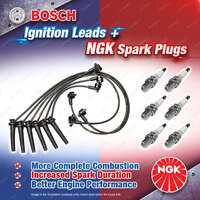 6 x NGK Spark Plugs + Bosch Ignition Leads Kit for Ford Mondeo HA HC HD HE FXXGB