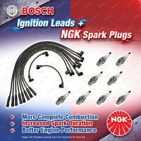 8 x NGK Spark Plugs + Bosch Leads Kit for Ford Fairlane ZB ZC ZD ZA Galaxie 500