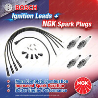 4 x NGK Spark Plugs + Bosch Ignition Leads for Holden Torana HB 1.2 1159 51KW