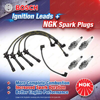 4 x NGK Spark Plugs + Bosch Ignition Leads for Holden Nova AZ92 LE LF 1.4 1.6