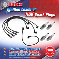 4 x NGK Spark Plugs + Bosch Ignition Leads Kit for Holden Barina MF MH MG68 MS77