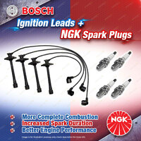 4 x NGK Spark Plugs + Bosch Ignition Leads Kit for Holden Apollo JM JP 2.2L 5SFE