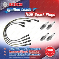 4 x NGK Spark Plugs + Bosch Ignition Leads Kit for Holden Rodeo TF TFR16 TFR30