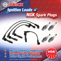 4 x NGK Spark Plugs + Bosch Ignition Leads for Holden Astra TR Vectra JR 2.0L