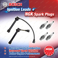 4 x NGK Spark Plugs + Bosch Ignition Leads Kit for Holden Cruze YG HY81S 1.5L