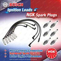 6 x NGK Spark Plugs + Bosch Leads Kit for Holden Calais Commodore VS VT VU VX VY