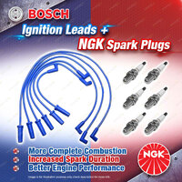 6 x NGK Spark Plugs + Bosch Motor Sport Leads for Holden Caprice Statesman VS WH