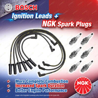 6 x NGK Spark Plugs + Bosch Ignition Leads Kit for Holden Calais Commodore VS VT