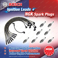 8 x NGK Spark Plugs + Bosch Leads Kit for Holden Calais VN Caprice Statesman VQ