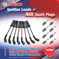 8 x NGK Spark Plugs + Bosch Leads Kit for Holden Calais Commodore VT VU VX VY