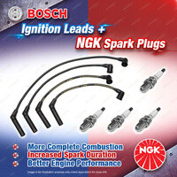 4 x NGK Spark Plugs + Bosch Ignition Leads for Hyundai Excel X3 Getz TB BU51H