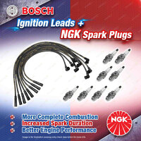 8 x NGK Spark Plugs + Bosch Leads Kit for Land Rover Discovery 22L 23D 23L 37L