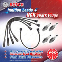 4 x NGK Spark Plugs + Bosch Ignition Leads Kit for Leyland Mini 1.0L 4Cyl 29kw