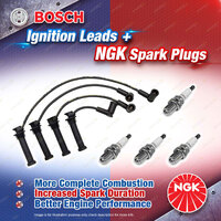 4 x NGK Spark Plugs + Bosch Ignition Leads Kit for Mazda 6 GY GY3W 2.3L L3 I4