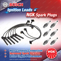 6 x NGK Spark Plugs + Bosch Ignition Leads Kit for Mazda MPV LW LW5W 2.5L GY