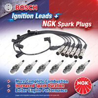 6 x NGK Spark Plugs + Bosch Ignition Leads Kit for Mercedes Benz 190E 260E 260SE