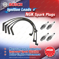 4 x NGK Spark Plugs + Bosch Ignition Leads for Mitsubishi Mirage CE CJ2A 1.5L