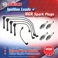 4 NGK Spark Plugs + Bosch Leads for Mitsubishi Express SJ Starwagon WA Triton MK