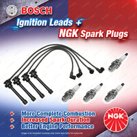 4 x NGK Spark Plugs + Bosch Ignition Leads for Mitsubishi Lancer CC Nimbus UF