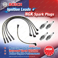 4 x NGK Spark Plugs + Bosch Ignition Leads Kit for Nissan 720 G720 KP720 UP720