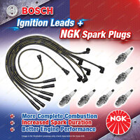 6x NGK Spark Plugs + Bosch Ignition Leads Kit for Nissan Patrol MQ 160 KM160 2.8