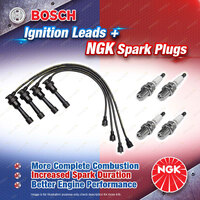 4 x NGK Spark Plugs + Bosch Ignition Leads Kit for Proton Satria C90 4G92 4G93