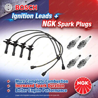 4 x NGK Spark Plugs + Bosch Ignition Leads Kit for Subaru Liberty BD BD9 BG BG9