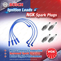 4 x NGK Spark Plugs + Bosch Motorsport Leads Kit for Subaru Liberty BD BG EJ22