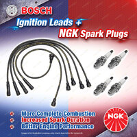 4 x NGK Spark Plugs + Bosch Leads Kit for Suzuki Super Carry SK410 DA21T DA21V