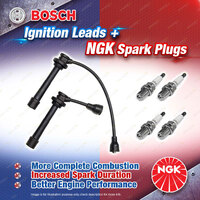 4x NGK Spark Plugs + Bosch Leads for Suzuki Baleno SY416 Carry GA413 Jimny SN413