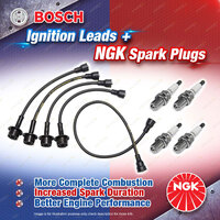 4x NGK Spark Plugs + Bosch Leads Kit for Toyota Corolla KE10 KE20 KE30 KE50 KE70